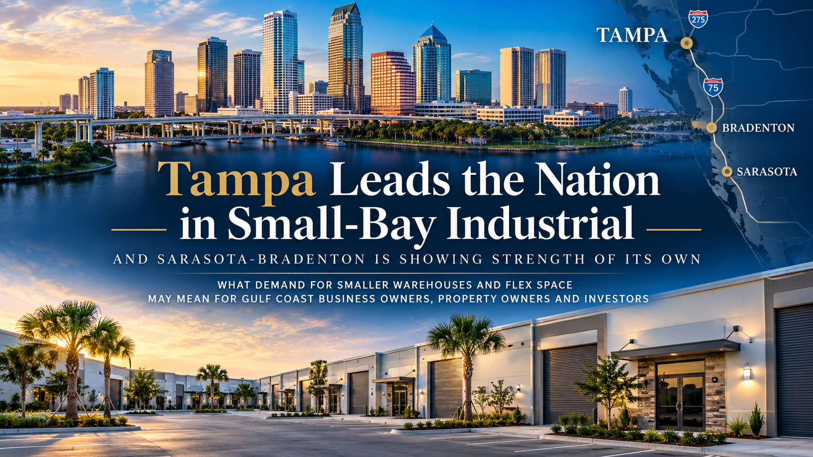 Small-bay industrial warehouses representing the Tampa, Bradenton and Sarasota commercial real estate markets